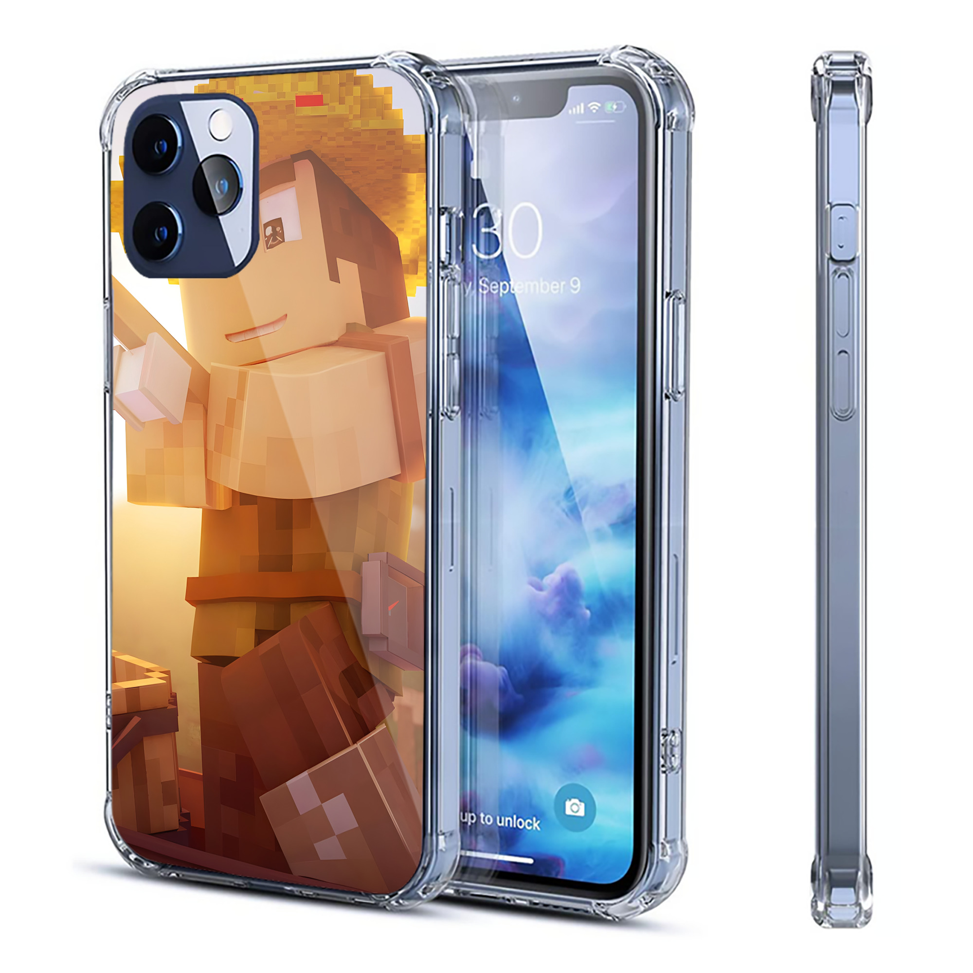 （画像用） マインクラフト ブロックの世界 Minecraft MC Block world 【iPhone 12シリーズ対応】透明スマホケース（クリアソフトケース）